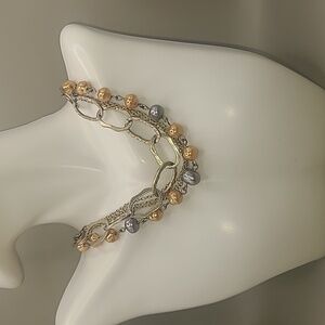 Silver tone chain and beaded necklace by Premier Design